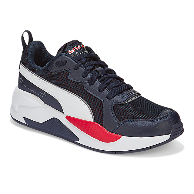 black and red puma trainers